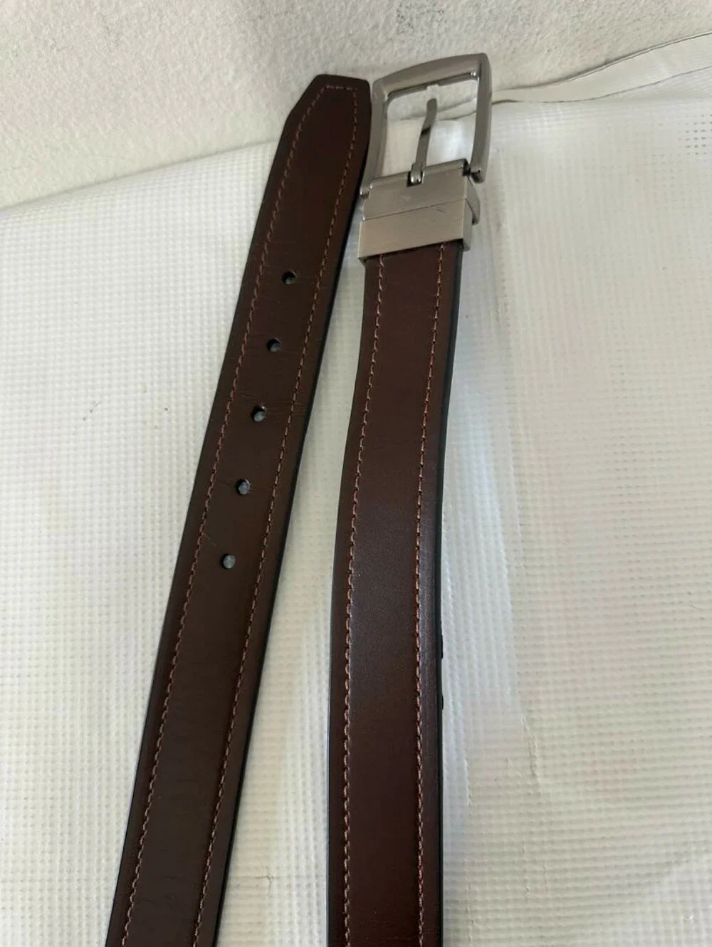 Women's Reversible Leather Belt Black Brown with Silver Swivel Buckle Size 42